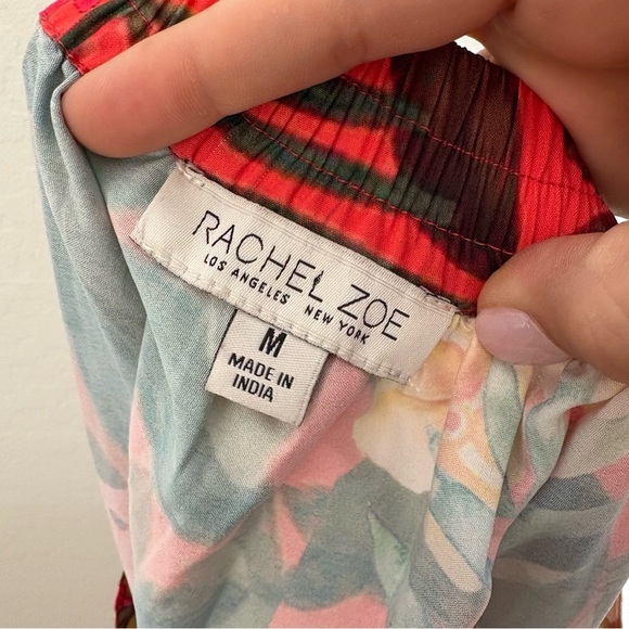 Rachel Zoe Tropical Jungle Print Maxi Skirt Size Medium Elastic Waist Tie Toucan - Picture 7 of 8